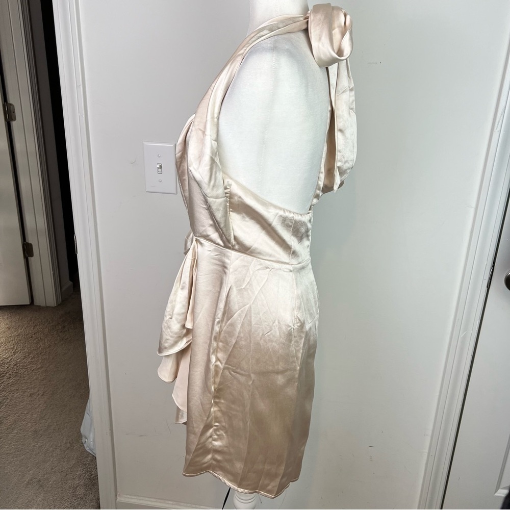 Selfie Leslie dress womens large Halter Draping Champagne Color Romantic - Picture 10 of 10